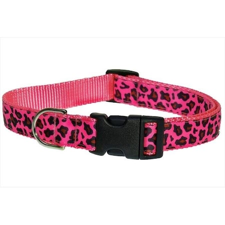Leopard Dog Collar; Pink - Large